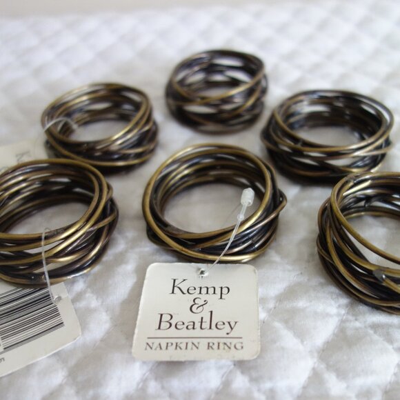 New KEMP & BEATLEY 6 Twisted Wire Bird Nest napkin rings - Picture 1 of 2
